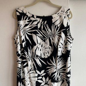 B&W Leaf Print Sheath 16W